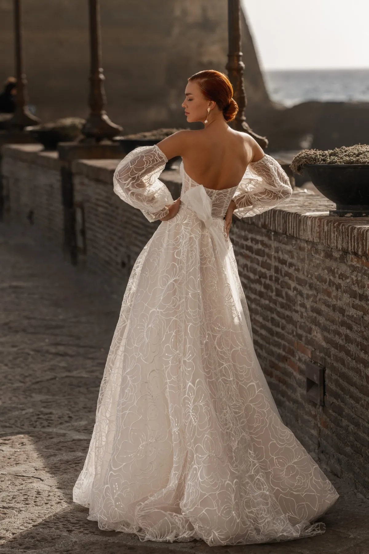 sequinned flower lacelow back lfloor length wedding dress sequinned flower lacelow back lfloor length wedding dress