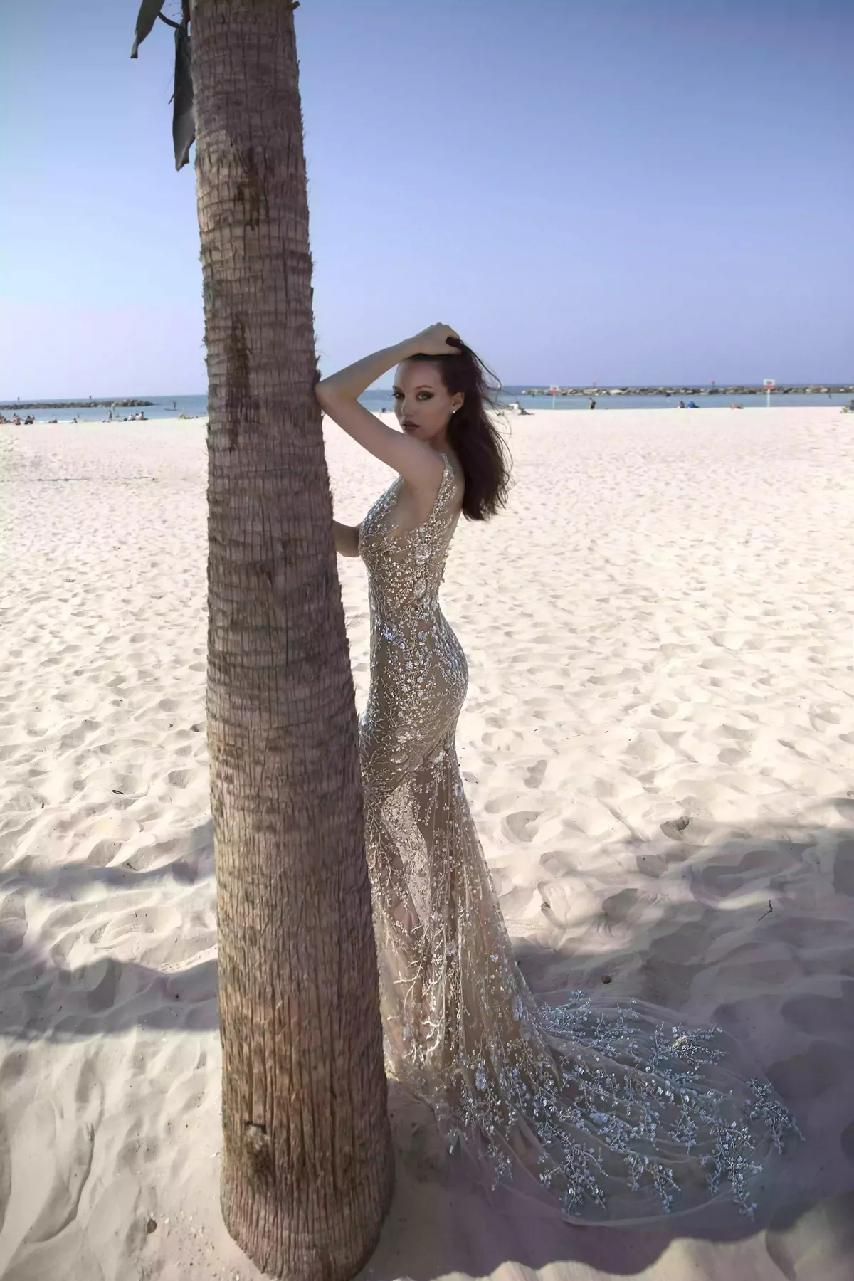 sparkly sequin lace sheer mermaid wedding dress