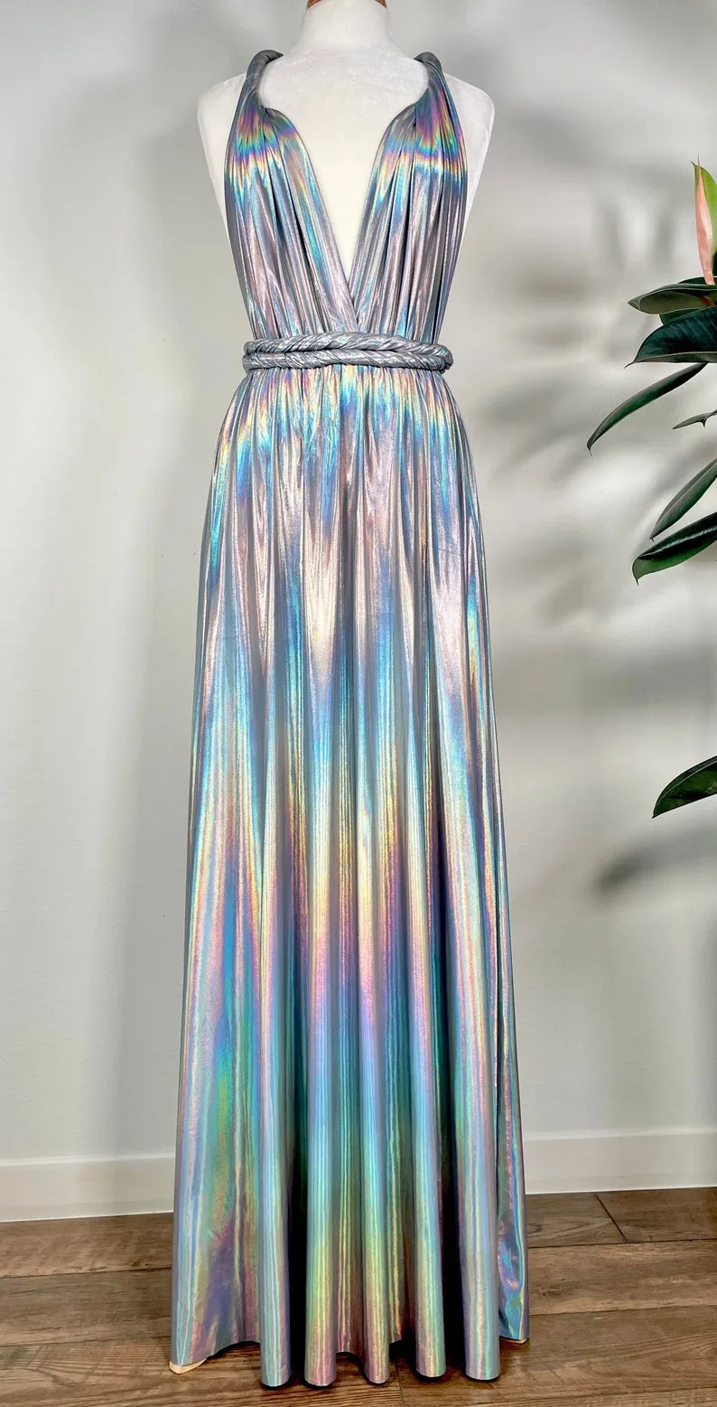 iridescent silver halter convertible bridesmaid dress iridescent silver halter convertible bridesmaid dress