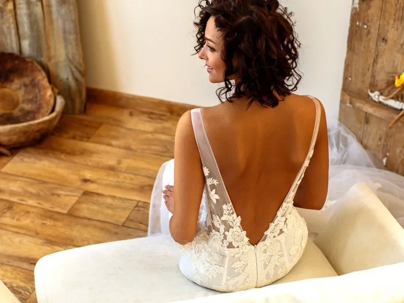 low v back wedding dress