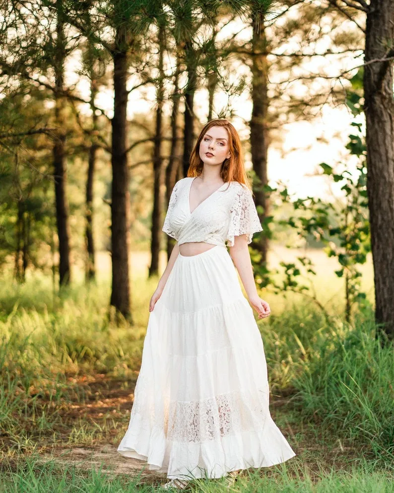 short flutter sleeve boho wedding dress short flutter sleeve boho wedding dress