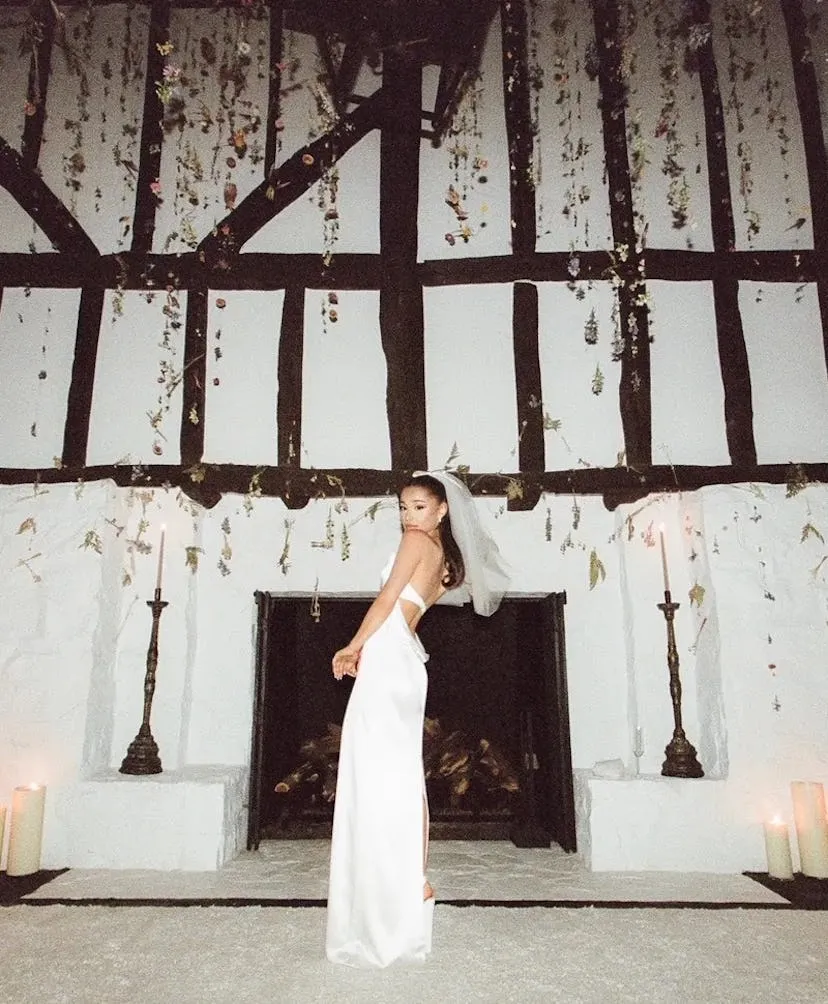 Ariana Grande modern low back wedding gown