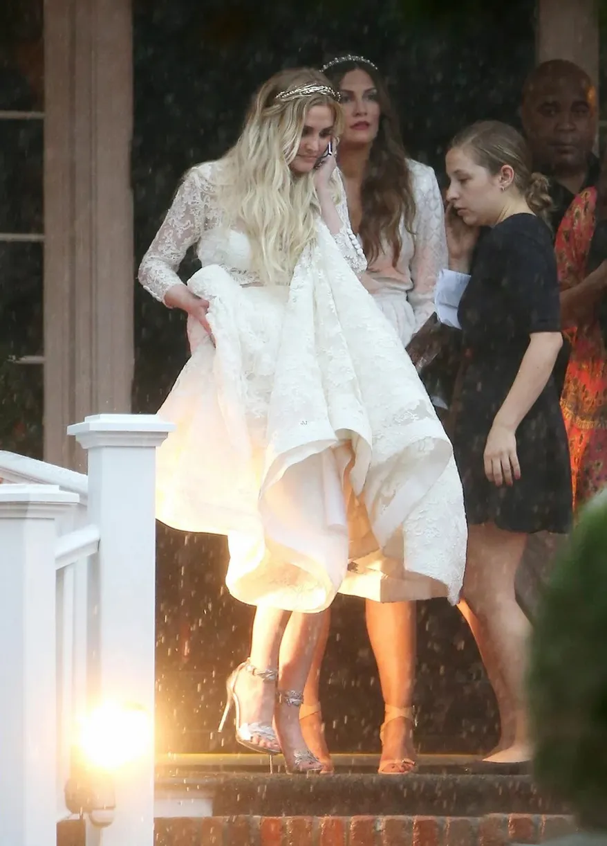 Ashlee Simpson boho lace two piece wedding dress