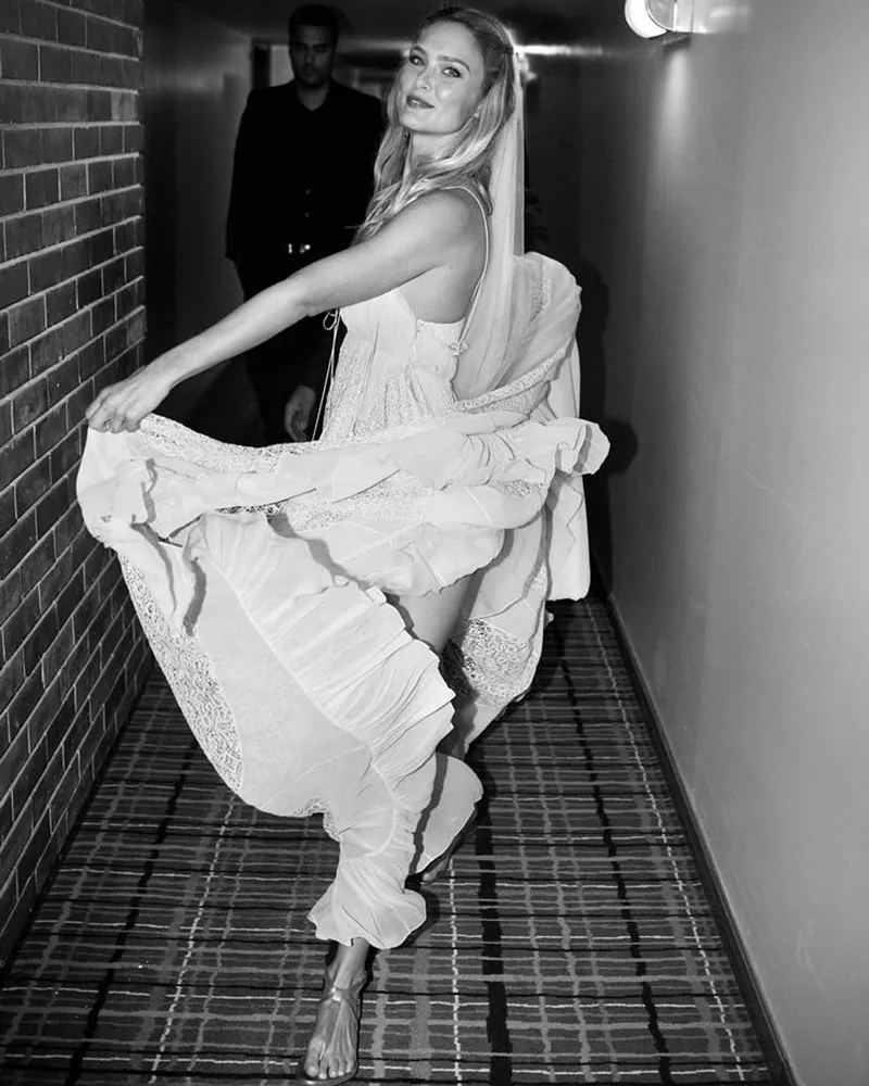 Bar Refaeli flowing lace and chiffon bridal dress Bar Refaeli flowing lace and chiffon bridal dress