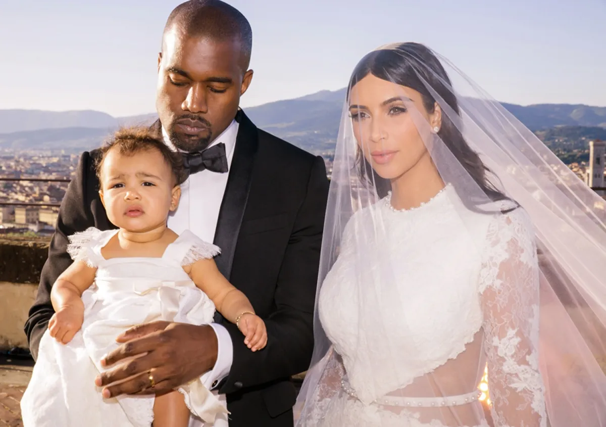 Kim Kardashian lace cutout waist wedding dress