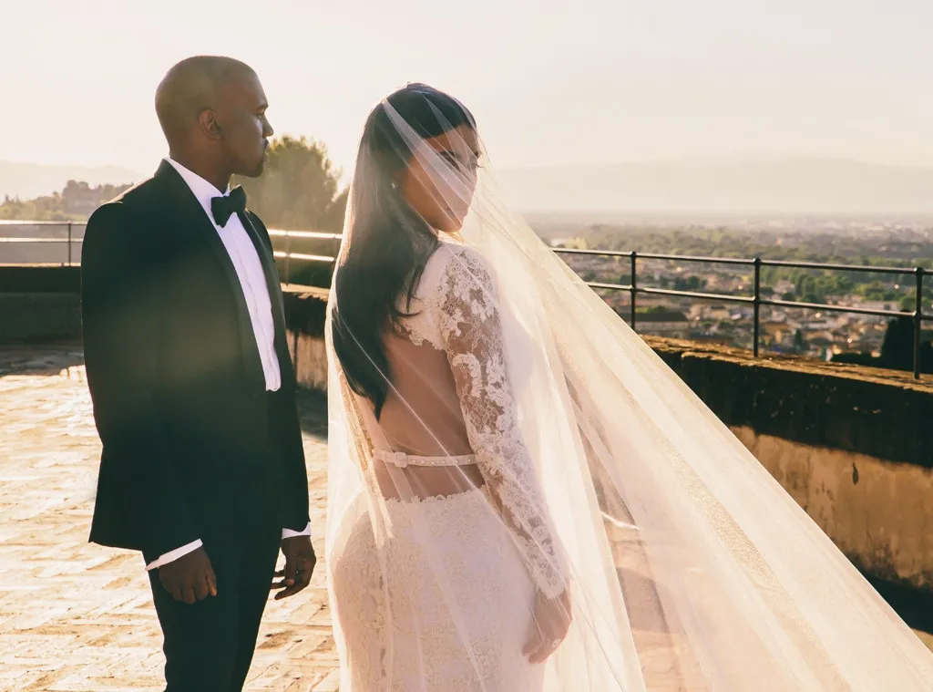 Kim Kardashian lace open back wedding dress