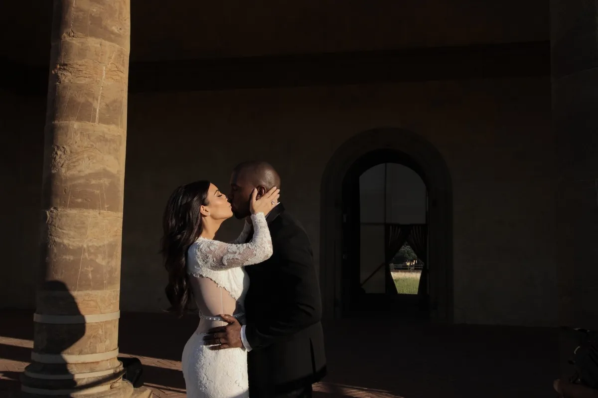Kim Kardashian sexy open back ace wedding dress