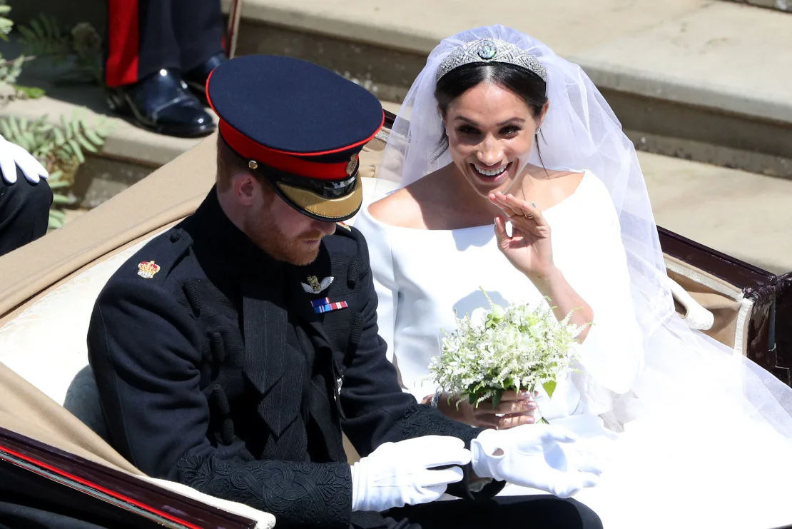 Meghan Markle boat neck white satin wedding dress Meghan Markle boat neck white satin wedding dress