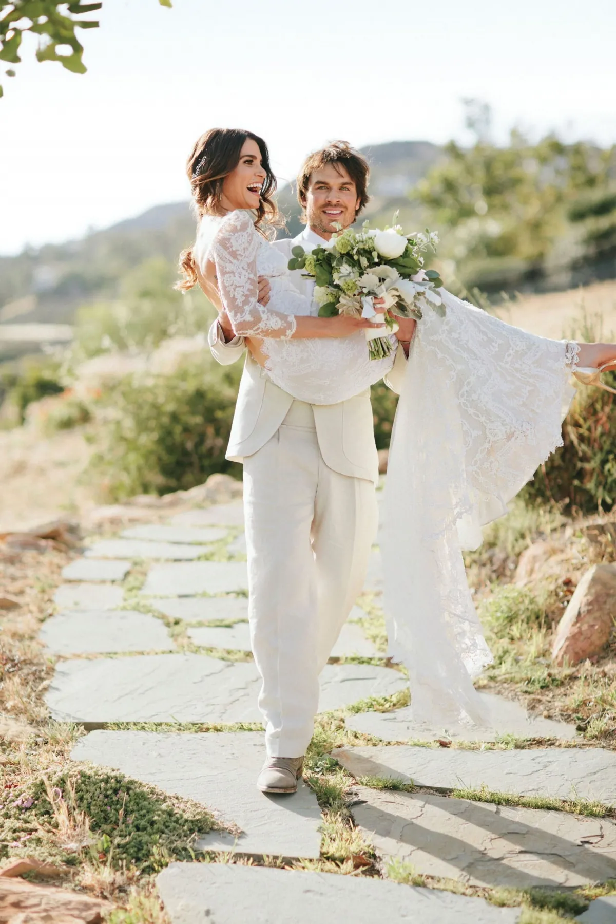 Nikki Reed 34 sleeve lace destination wedding dress Nikki Reed 34 sleeve lace destination wedding dress