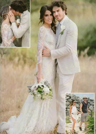 Nikki Reed 34 sleeve lace mermaid bohemian wedding dress