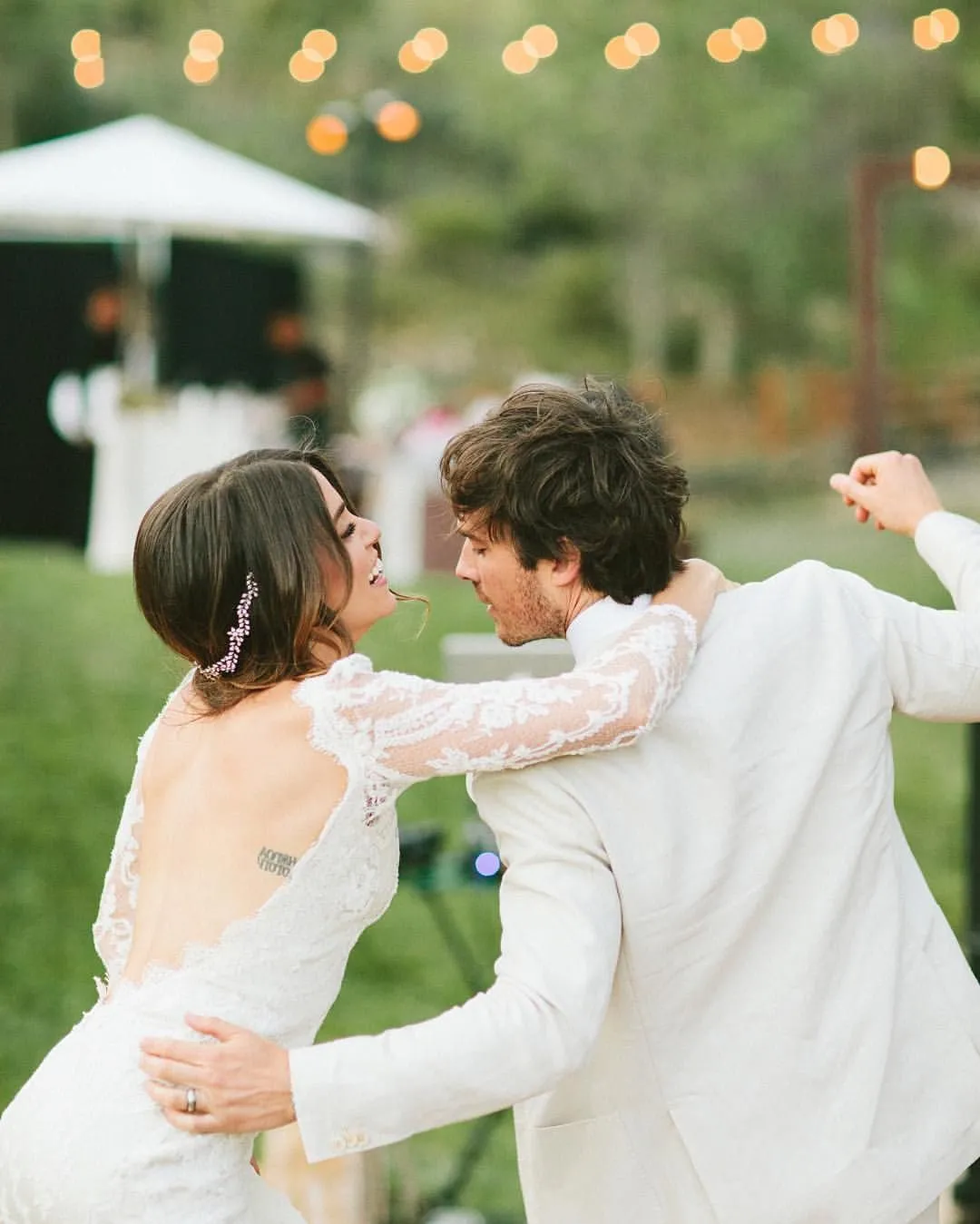 Nikki Reed lace low back bohemian wedding dress Nikki Reed lace low back bohemian wedding dress