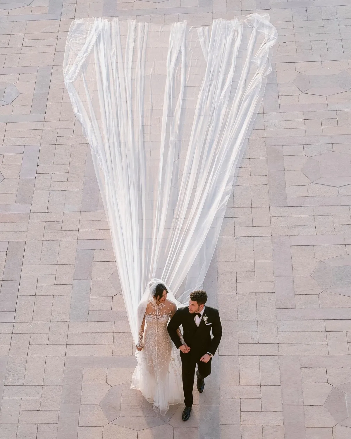 Priyanka Chopra wedding dress paired with 75 foot veil