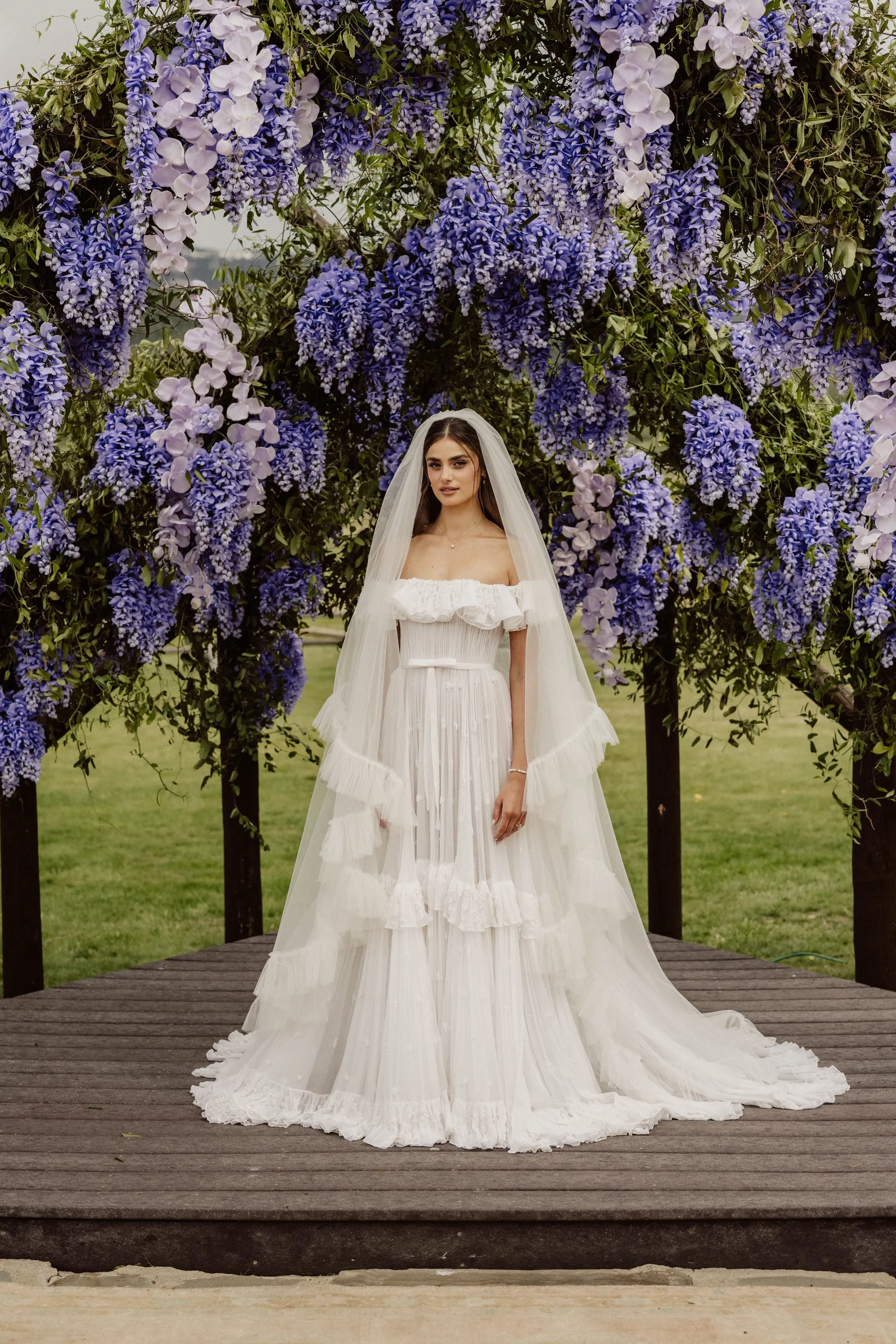 Taylor Hill off shoulder ruffled bohemian wedding dress Taylor Hill off shoulder ruffled bohemian wedding dress