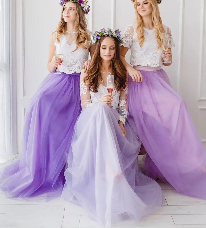 charming two piece lace top tulle a line bridesmaid dress charming two piece lace top tulle a line bridesmaid dress