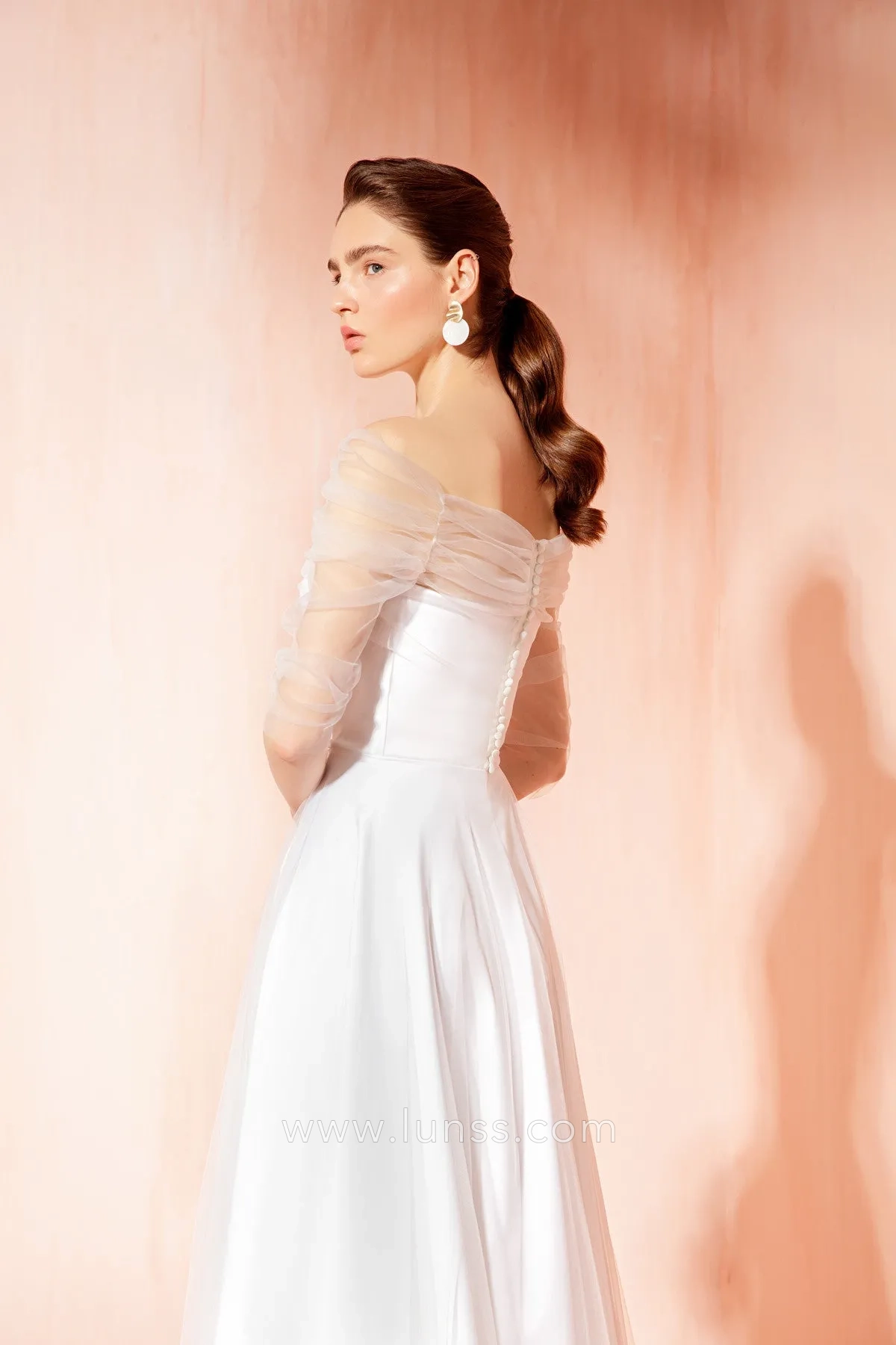 minimalist strapless bridal dress with removable sleeves minimalist strapless bridal dress with removable sleeves