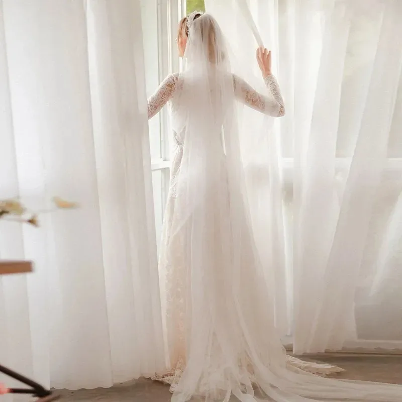 romantic long sleeve lace wedding dress with court train romantic long sleeve lace wedding dress with court train