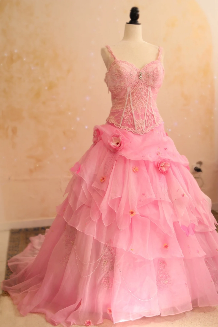 feminine flower detail prom ball gown