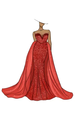 crimson sparkle gown a dazzling event dress sketch crimson sparkle gown a dazzling event dress sketch