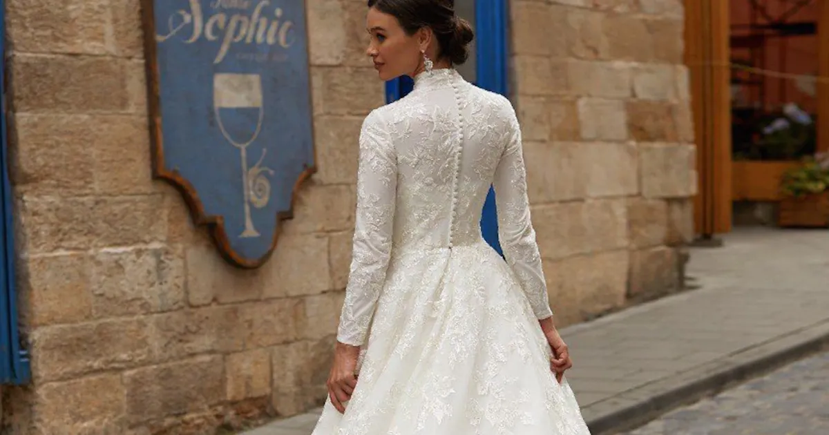 Modest Closed Back Wedding Dresses Full Back Bridal Gowns - Lunss Modest Closed Back Wedding Dresses Full Back Bridal Gowns - Lunss