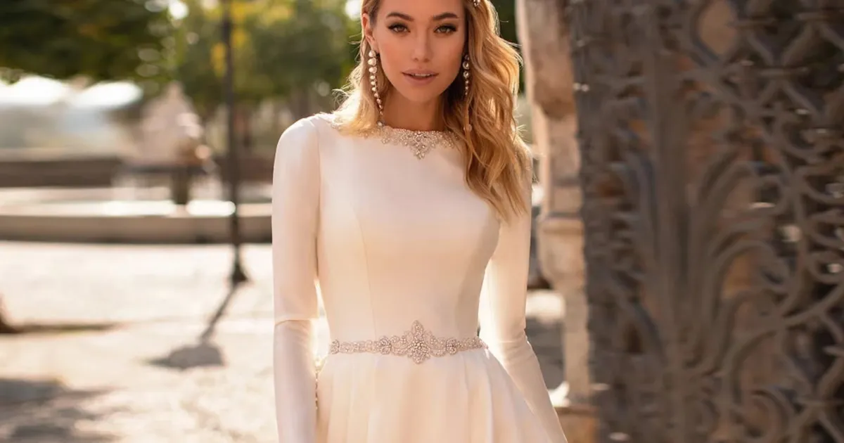 Jewel Neckline Wedding Dresses, T-shirt Neck Bridal Gowns - Lunss