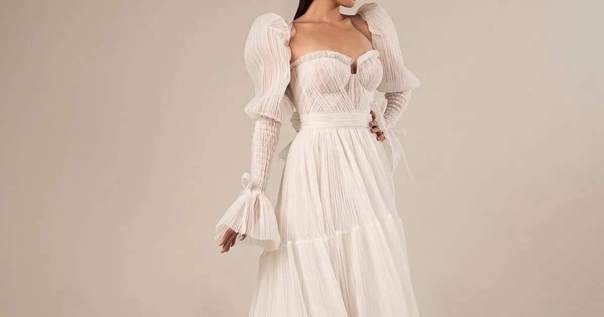 strapless open back dress Pleated Tulle Strapless Long Train Classic Wedding Gown Light Ivory main image 0