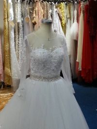 Long Sleeves Lace Embroidered Custom Wedding Dress