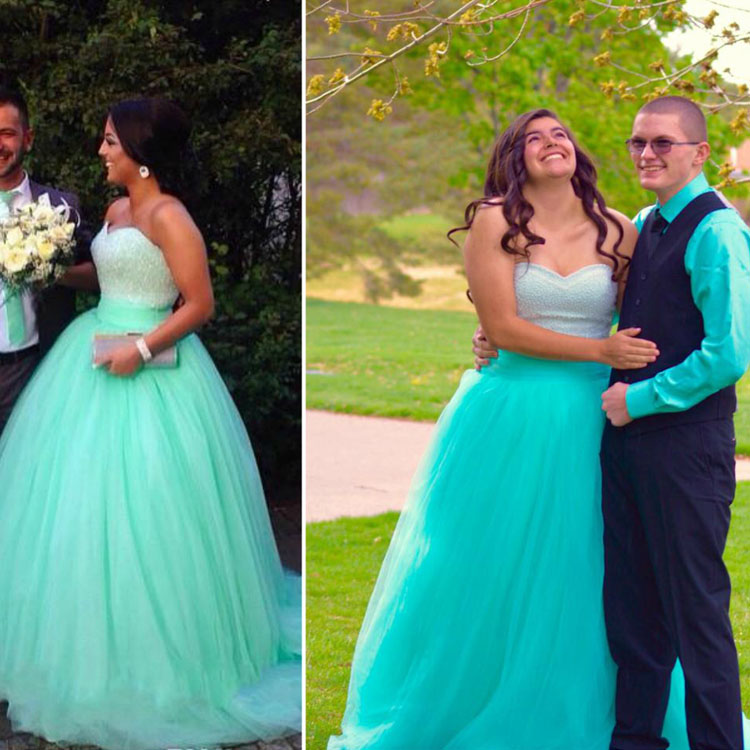 beautiful mint prom dress with rush order