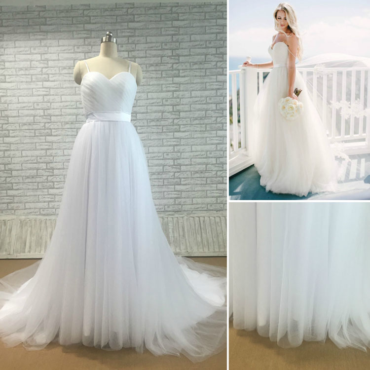 A Custom Size White Tulle Wedding Dress - Lunss