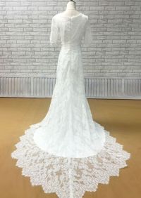 above elbow sleeve lace wedding dress