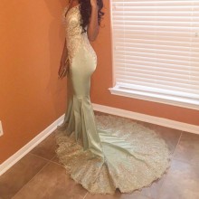 prom dress with golden appliques