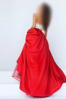 two piece white and red prom dress