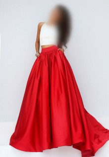 white and red prom dress