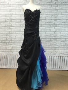 beaded multi colored ruffled prom dress