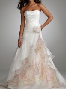 ruffled pink and ivory prom gown