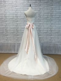champagne lining wedding dress with ivory tulle overlay