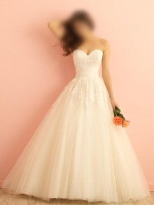 strapless A line wedding gown