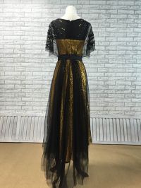 black overlay gold sequin dancing dress
