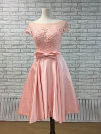 Pink Short Dress with Illusion Lace Top