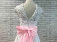 White Dress with Pearls Lace Top