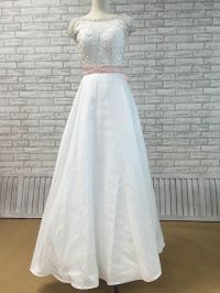 White Long Dress with Pearls Lace Top