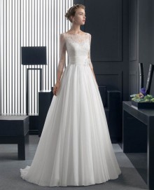 Illusion Elbow Length Sleeve wedding dress