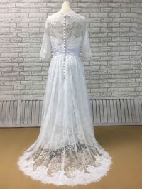 illusion elbow length sleeve wedding dress