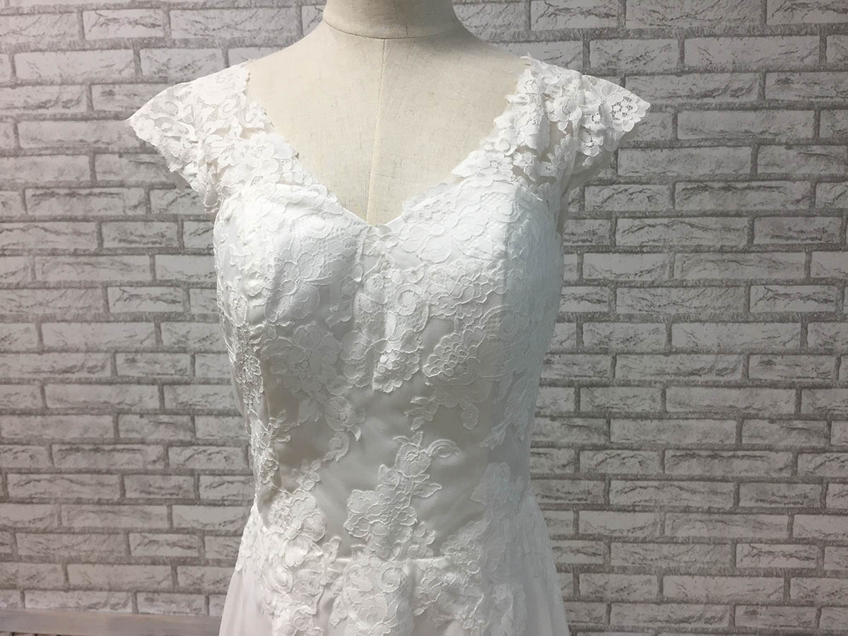 Lace Top and Beach Chiffon Bottom Combined Bridal Dress - Lunss