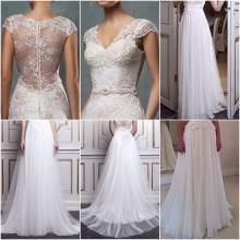 lace top and chiffon bottom wedding dress