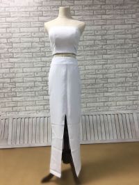 matte white two piece prom dress