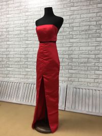 red two piece prom dress with invisible zippers