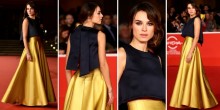 black and gold celebrity dress