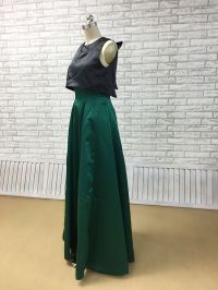 dark pine green bottom two piece A shape dress