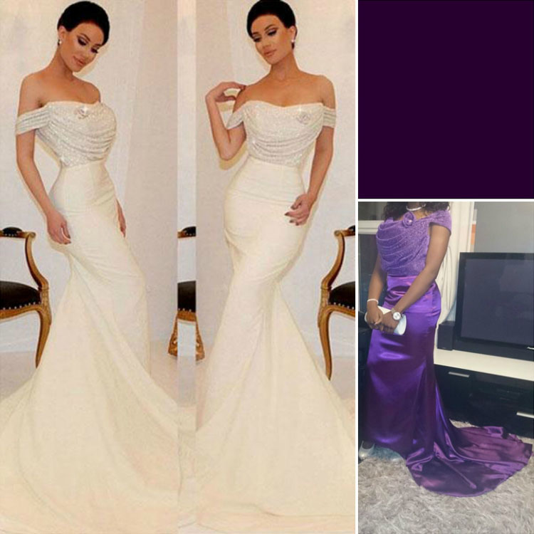 Dark Purple Dress with Off the shoulder Straps and X Shape Back