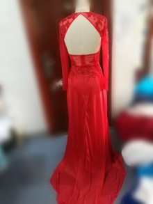 Red Custom Made Dress with Envelope Back